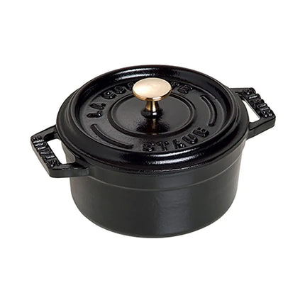 Nồi Tròn Mini La Cocotte Staub 1003176 Gang Tráng Men Bề Mặt Nhám Đen 250 ml