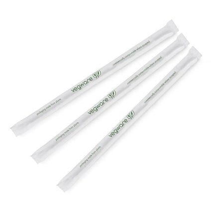 Ống Hút Jumbo Có Bọc Vegware 21cm - PLA, Sọc Xanh Lá (WS07-GSW)