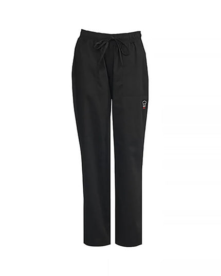 Quần Đầu Bếp Nữ Briley Winco UNF-8KL Lưng Thun & Dây Rút - Poly/Cotton, Đen, Cỡ Lớn