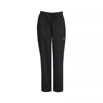 Quần Đầu Bếp Nữ Briley Winco UNF-8KL Lưng Thun & Dây Rút - Poly/Cotton, Đen, Cỡ Lớn