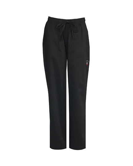 Quần Đầu Bếp Nữ Briley Winco UNF-8KS Lưng Thun & Dây Rút - Poly/Cotton, Đen, Cỡ Nhỏ