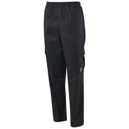 Quần Đầu Bếp Túi Hộp Winco UNF-11KXS Lưng Thun & Dây Rút - Poly/Cotton, Đen, Cỡ X-Small