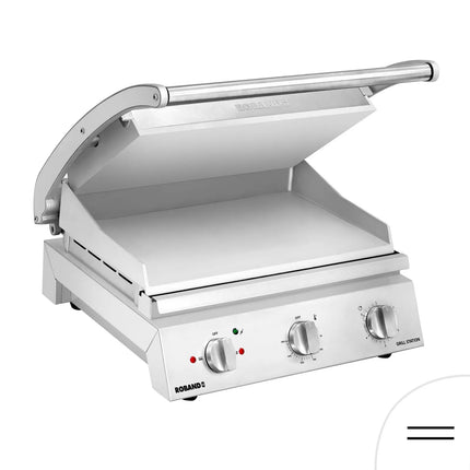 ROBAND | Commercial Contact Grill - Heavy Duty Panini Press PREMIUM – 375×275 mm – 2.25 kW – Smooth Top & Bottom Plates