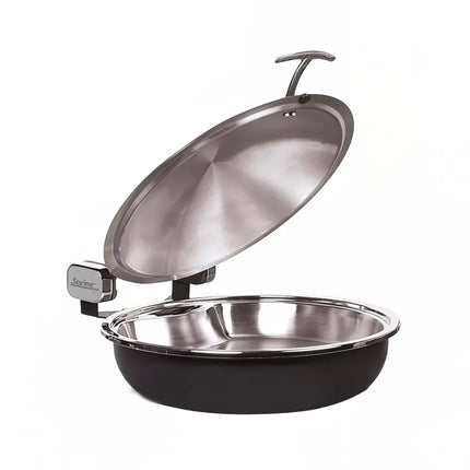 Spring USA 2382-8/36 15 1/4" Steel Sauteuse Pan Chafing Dish - Induction Ready, Titanium w/ Chrome Accents
