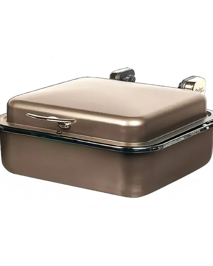Spring USA 2384-567 6 qt Rectangular Induction Chafer - Solid Top, Bronze w/ Chrome Accents
