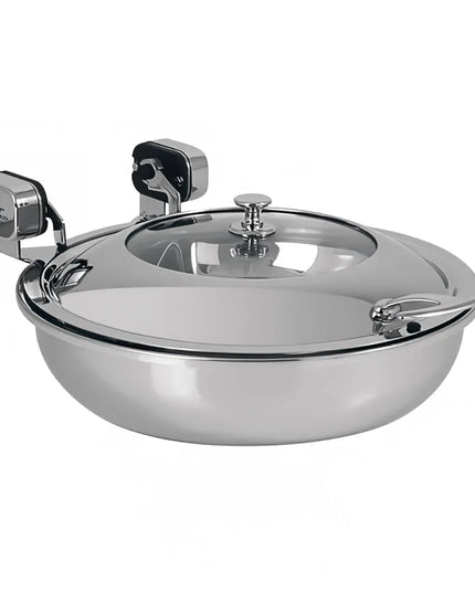 Spring USA 2472-6/36 1 1/4 qt Round Induction Chafer - Glass Top, Stainless Steel w/ Chrome Accents