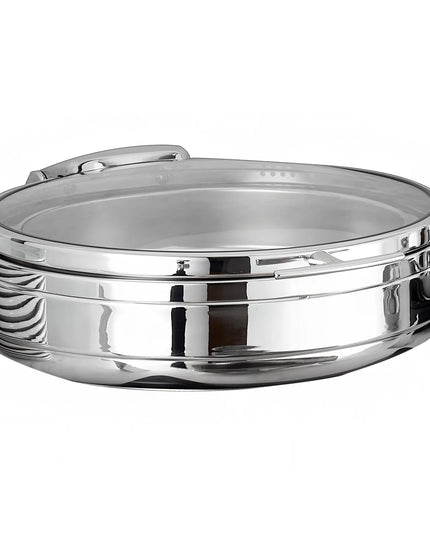 Spring USA 2572-6/38 6 qt Round Induction Chafer - Lift Off Glass Lid, Stainless Steel