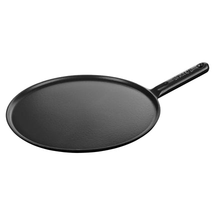 STAUB| Cast Iron Crêpe Pan, Wooden Handle – Ø 30 cm - Black, Includes Spreader & Spatula