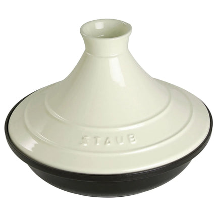 STAUB | Cast Iron Tajine – Ø 28 cm - Cream - Matte Black Interior, Oven to 260°C