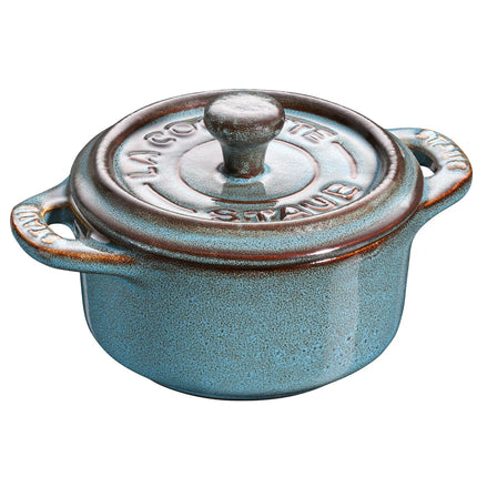 STAUB| Ceramic Mini Cocotte, Round – Antique Turquoise - Ø 100 mm