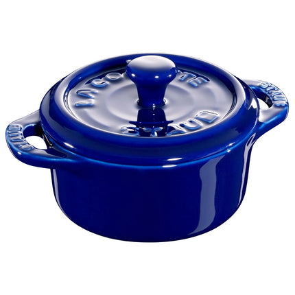 STAUB| Ceramic Mini Cocotte, Round – Dark Blue - Ø 100 mm - Oven-Safe, All Hobs