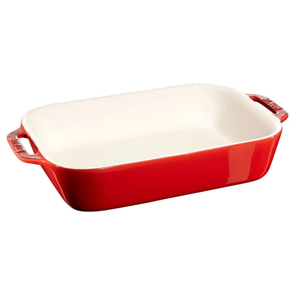 STAUB| Ceramic Rectangular Baking Dish – Cherry Red - 270×200 mm - Ergonomic Handles