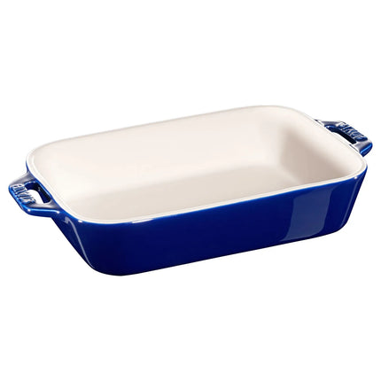 STAUB| Ceramic Rectangular Baking Dish – Dark Blue - 200×160 mm - Ergonomic Handles - Stackable