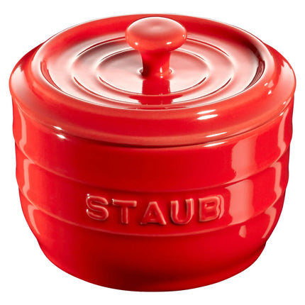 STAUB| Ceramic Salt Cellar – Cherry Red - 0.25 L - Bamboo Spoon Included