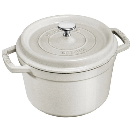 STAUB | Cocotte Deep Enamelled Cast Iron Casserole Dish – Ø 240 mm – White Truffle