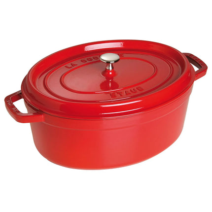 STAUB | Cocotte Oval Enamelled Cast Iron Casserole Dish – 290 mm Oval – Cherry Red