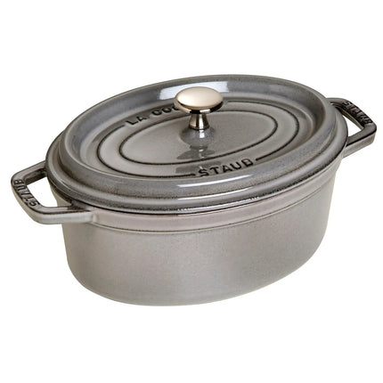 STAUB | Cocotte Oval Enamelled Cast Iron Casserole Dish – 290 mm Oval – Graphite Grey