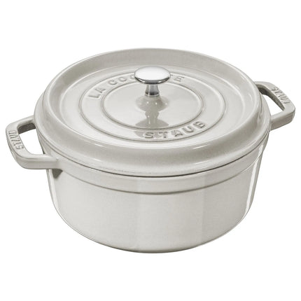 STAUB | Cocotte Round Enamelled Cast Iron Casserole Dish – Ø 180 mm – White Truffle