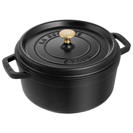 STAUB | Cocotte Round Enamelled Cast Iron Casserole Dish – Ø 200 mm – Black