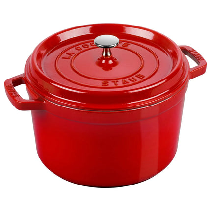 STAUB | Cocotte Round Enamelled Cast Iron Casserole Dish – Ø 240 mm – Cherry Red