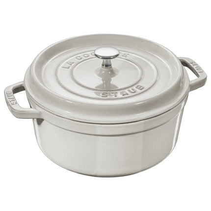 STAUB | Cocotte Round Enamelled Cast Iron Casserole Dish – Ø 240 mm – White Truffle