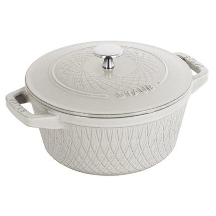 STAUB | Cocotte Round Enamelled Cast Iron Casserole Dish – Ø 240 mm – White Truffle