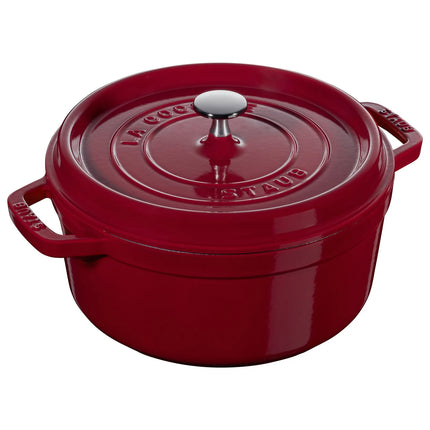 STAUB | Cocotte Round Enamelled Cast Iron Casserole Dish – Ø 280 mm – Bordeaux Red