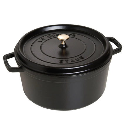 STAUB | Cocotte Round Enamelled Cast Iron Casserole Dish – Ø 300 mm – Black