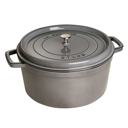 STAUB | Cocotte Round Enamelled Cast Iron Casserole Dish – Ø 340 mm – Graphite Grey