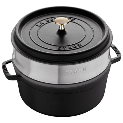 STAUB | Cocotte with Steamer Insert – Ø 260 mm – Black