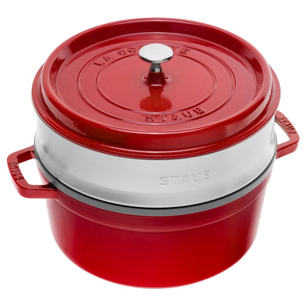 STAUB | Cocotte with Steamer Insert – Ø 260 mm – Cherry Red