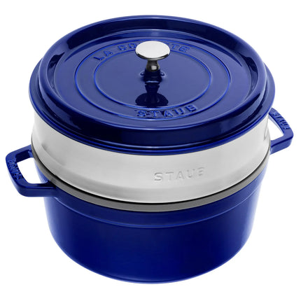STAUB | Cocotte with Steamer Insert – Ø 260 mm – Dark Blue