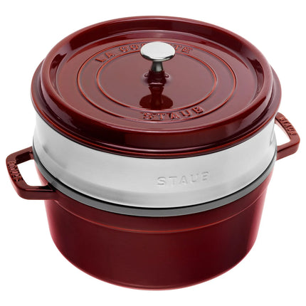 STAUB | Cocotte with Steamer Insert – Ø 260 mm – Grenadine Red