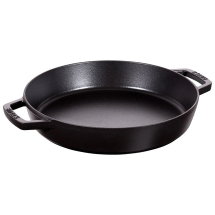 STAUB| Enameled Cast Iron Paella Pan with Side Handles – Ø 34 cm - Black, Smooth Interior, Oven/Table Ready