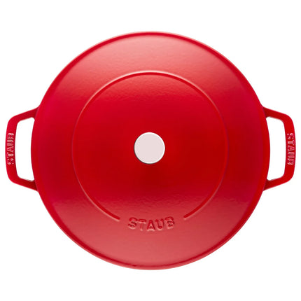 STAUB | Enameled Cast Iron Round Braiser – Ø24 cm - Cherry Red - Self-Basting Chistera Lid