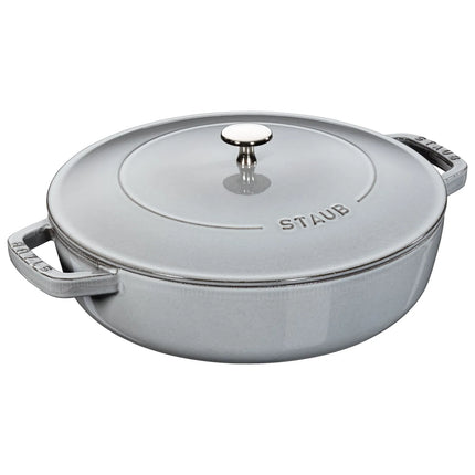 STAUB | Enameled Cast Iron Round Braiser – Ø28 cm - Graphite Grey - Self-Basting Chistera Lid