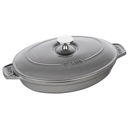 STAUB | Oval Cast Iron Casserole with Lid – 230 mm - Graphite Grey - Grill Compatible