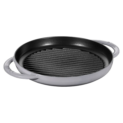 STAUB | Pure Grill Round Cast Iron Grill Pan – Ø26 cm - Graphite Grey - No Side Handles, Deep Grill Ridges