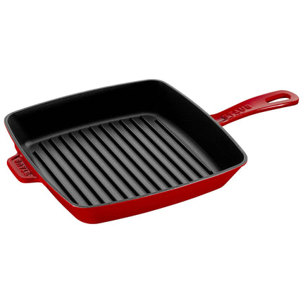 STAUB | Pure Grill Square Cast Iron Grill Pan – 26x26 cm - Cherry Red - American Grill, Non-Stick