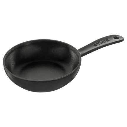 STAUB| Round Enameled Cast Iron Skillet Frying Pan – Ø 16 cm - Black, No Pour Spout
