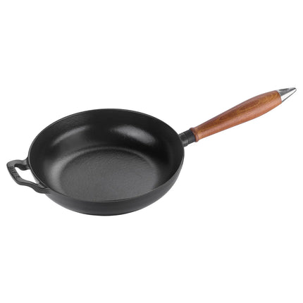 STAUB| Round Enameled Cast Iron Skillet Frying Pan – Ø 24 cm - Black, Vintage Design, Hanging Eye, Not Oven-Safe