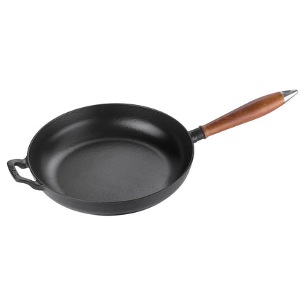 STAUB| Round Enameled Cast Iron Skillet Frying Pan – Ø 28 cm - Black, Vintage, Lighter, No Pour Rim, Not Oven-Safe