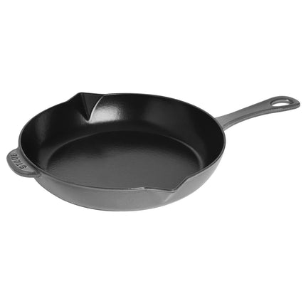STAUB| Round Enameled Cast Iron Skillet Frying Pan with Pour Spouts – Ø 26 cm - Graphite Grey