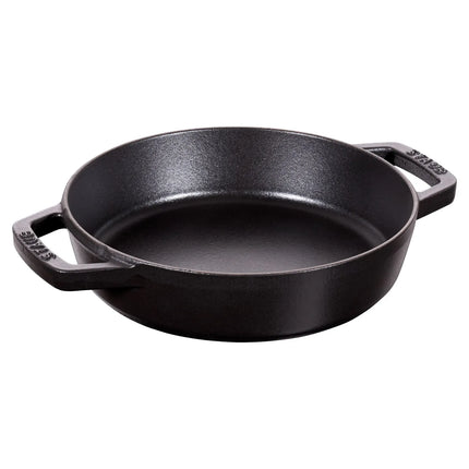 STAUB| Round Enameled Cast Iron Skillet with Twin Side Handles – Ø 20 cm - Black, No Pour Spout