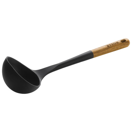 STAUB | Soup Ladle – Silicone - Black - 310 mm - Acacia Wood Handle