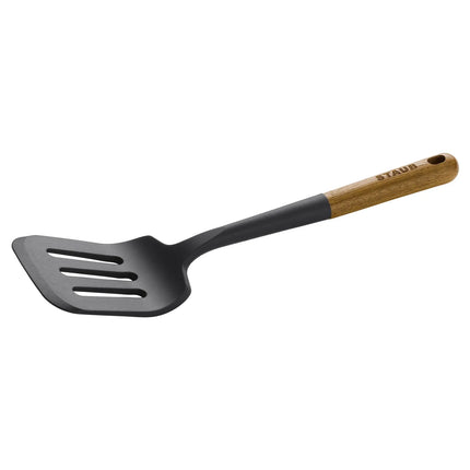 STAUB | Turner Spatula – 31 cm - Silicone - Black - Acacia Wood Handle - Nonstick Safe