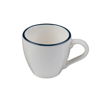 Tách Espresso Modest Mikasa Hospitality 5321445 60 ml - Sứ Cao Cấp, Trắng/Xanh Navy