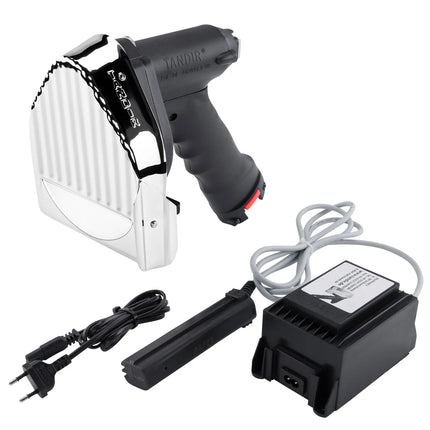 TANDIR® | Commercial Electric Kebab Knife / Slicer II – Ø120 mm – 2 Blades & Sharpening Stone – Ceramic Housing – 15V Power Supply & Fuses Included