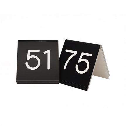 Thẻ Số Bàn Vuông Cal-Mil 269C-2 7.6 cm Số #51-75, Nhựa, Đen/Trắng