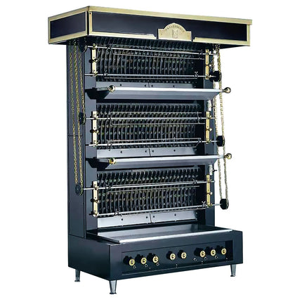 UBERT| Flame Wall Gas Chicken Rotisserie Oven – 4 spits - up to 32 chickens - 30 kW - 2 heat zones
